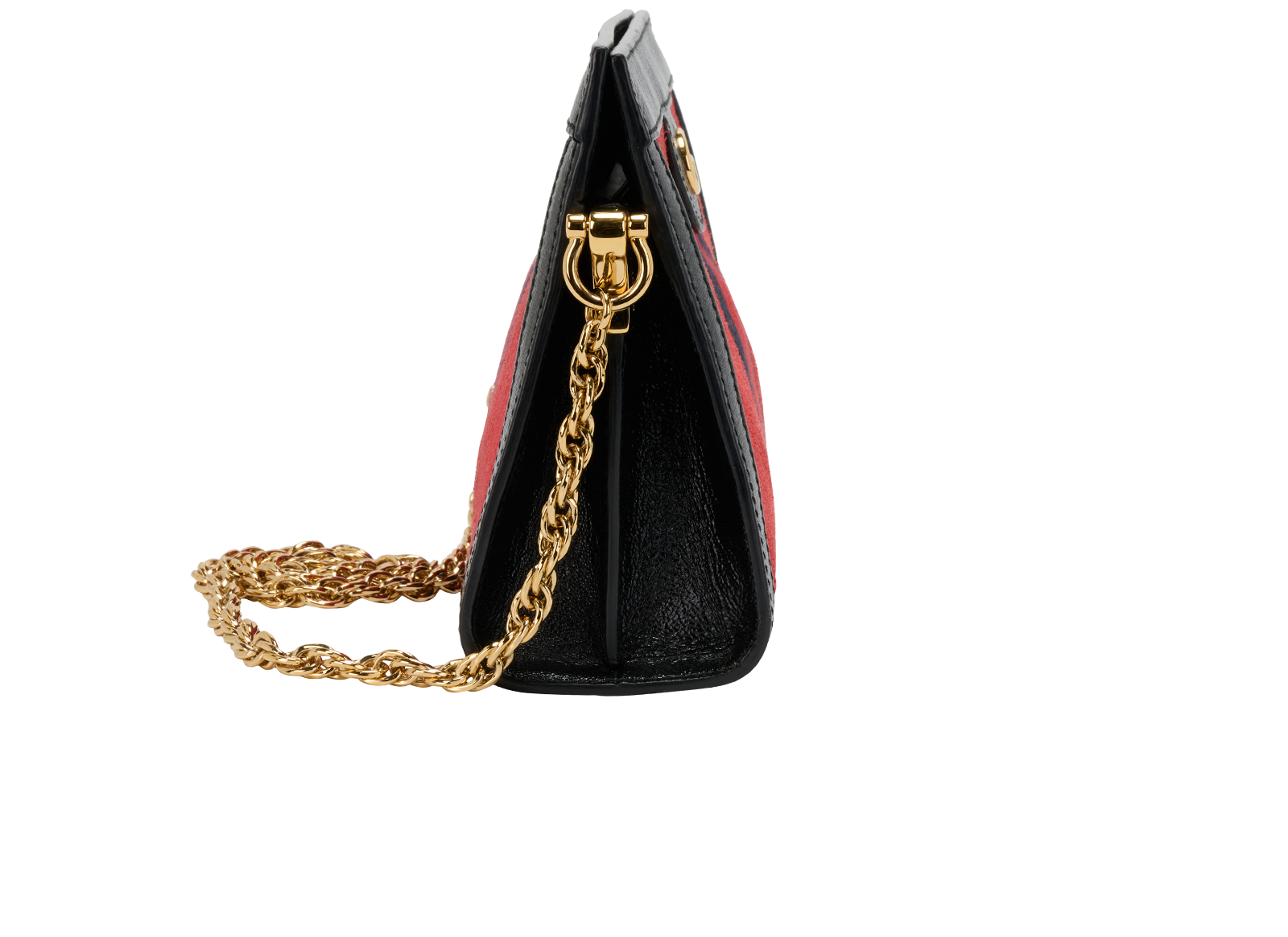 Ophidia Chain Crossbody, &pound;695, Handbags, Black/Red, Leather/Suede, Side view